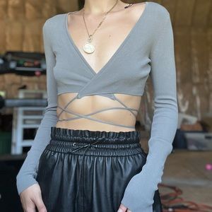 Zara Gray Ballerina Wrap Up Top